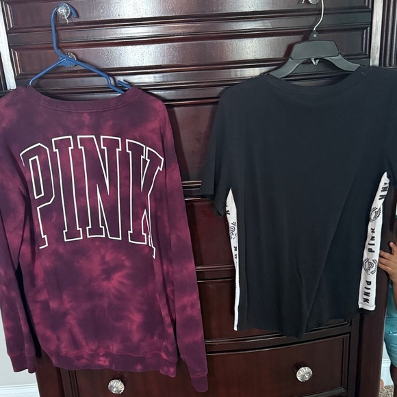 PINK Victoria's Secret Maroon Tie-Dye Sweatshirt and Black Tee - Picture 4 of 4